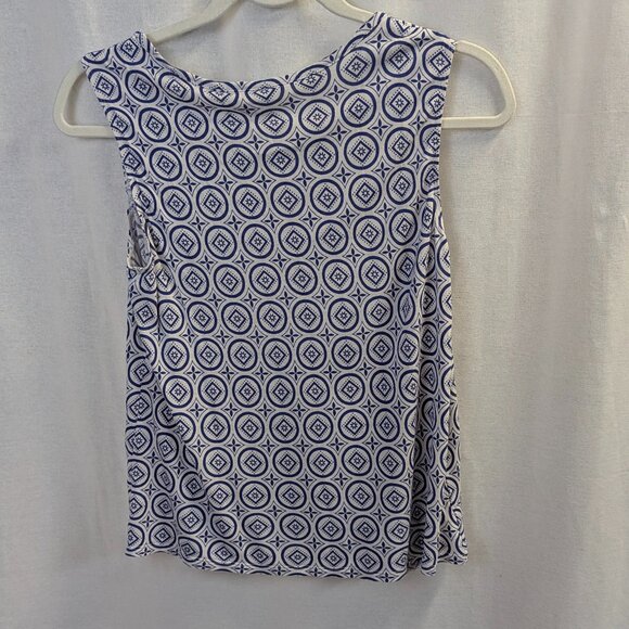 CAbi Size Small Sleeveless Navy and White Crossover Top - Picture 5 of 15